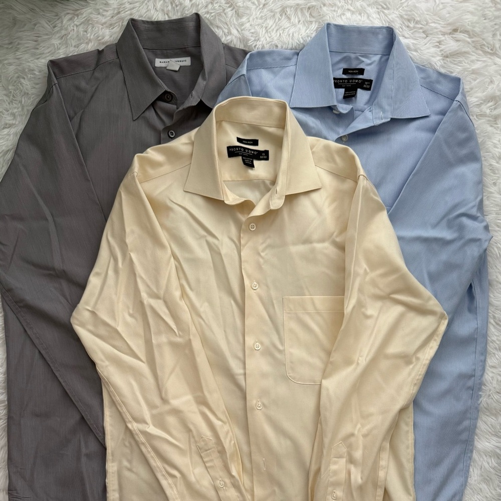 Men’sDress Shirts Bundle - Buttercream, Gray, Blue